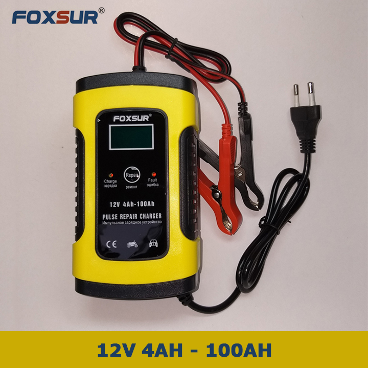 Sạc bình ắc quy 12V 5A 4Ah - 100Ah tự ngắt khi đầy bảo dưỡng phục hồi ắc quy bằng khử sunfat chống ngược cực