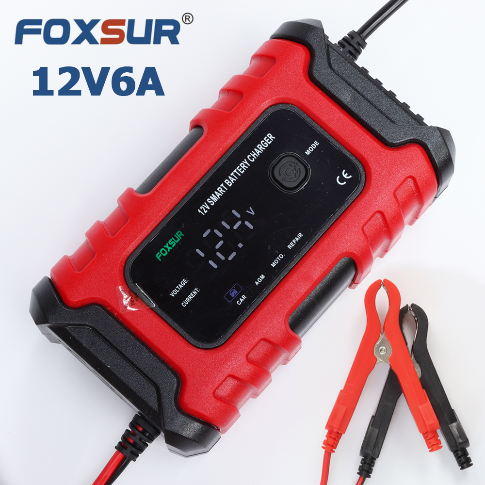 Bộ sạc ắc quy thông minh FOXSUR 12V 6A FBC1206D 4AH - 120AH khử sunfat và tự động ngắt