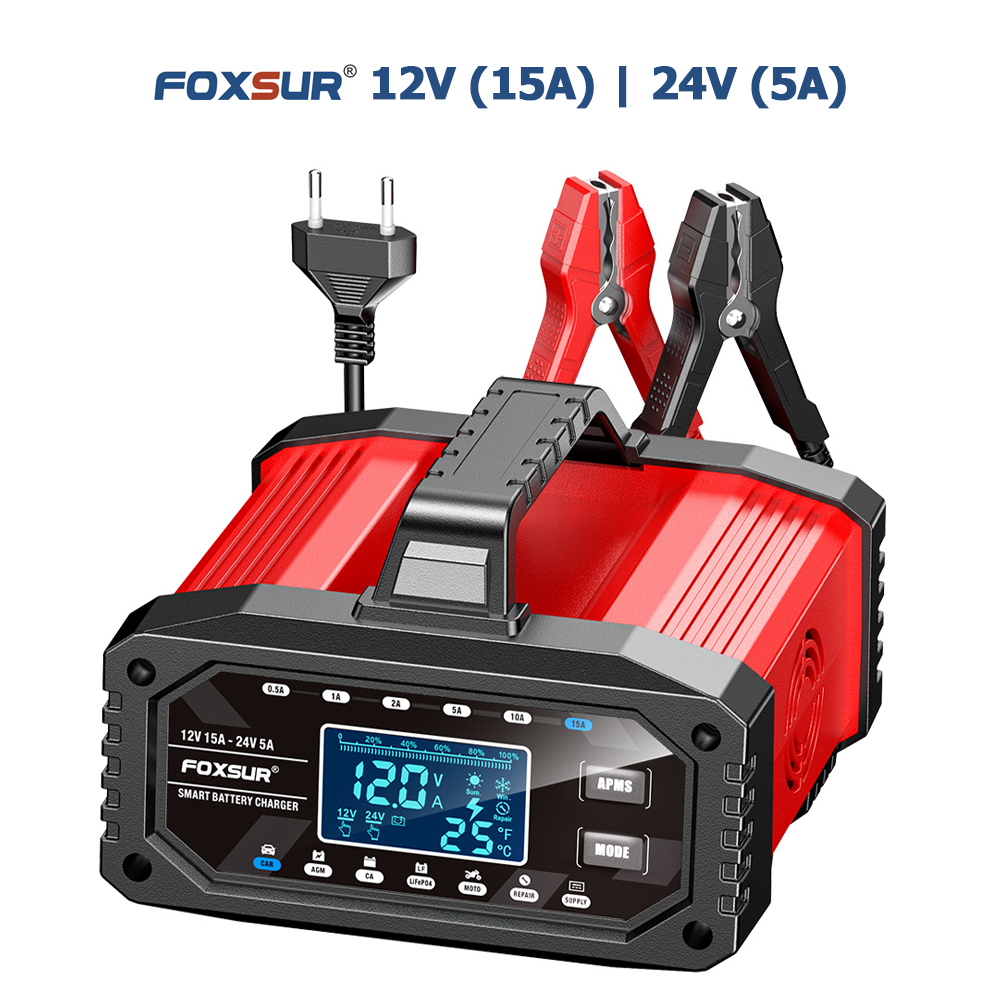 Sạc Ắc Quy 12V 15A 24V 5A 4AH - 250AH tự động thông minh 10 giai đoạn